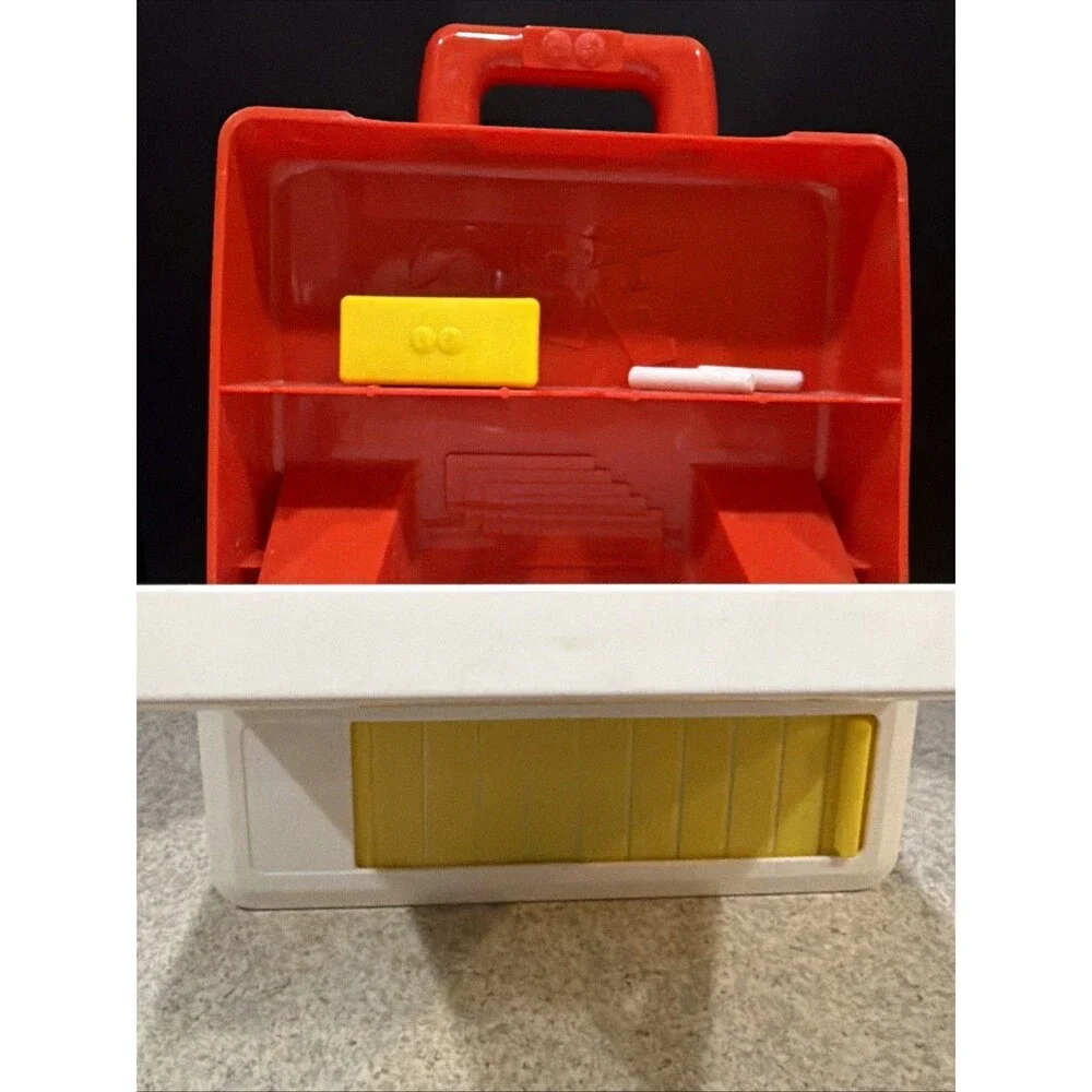 Vintage 1972 Fisher Price School Days Desk with 14 cards to practice letters